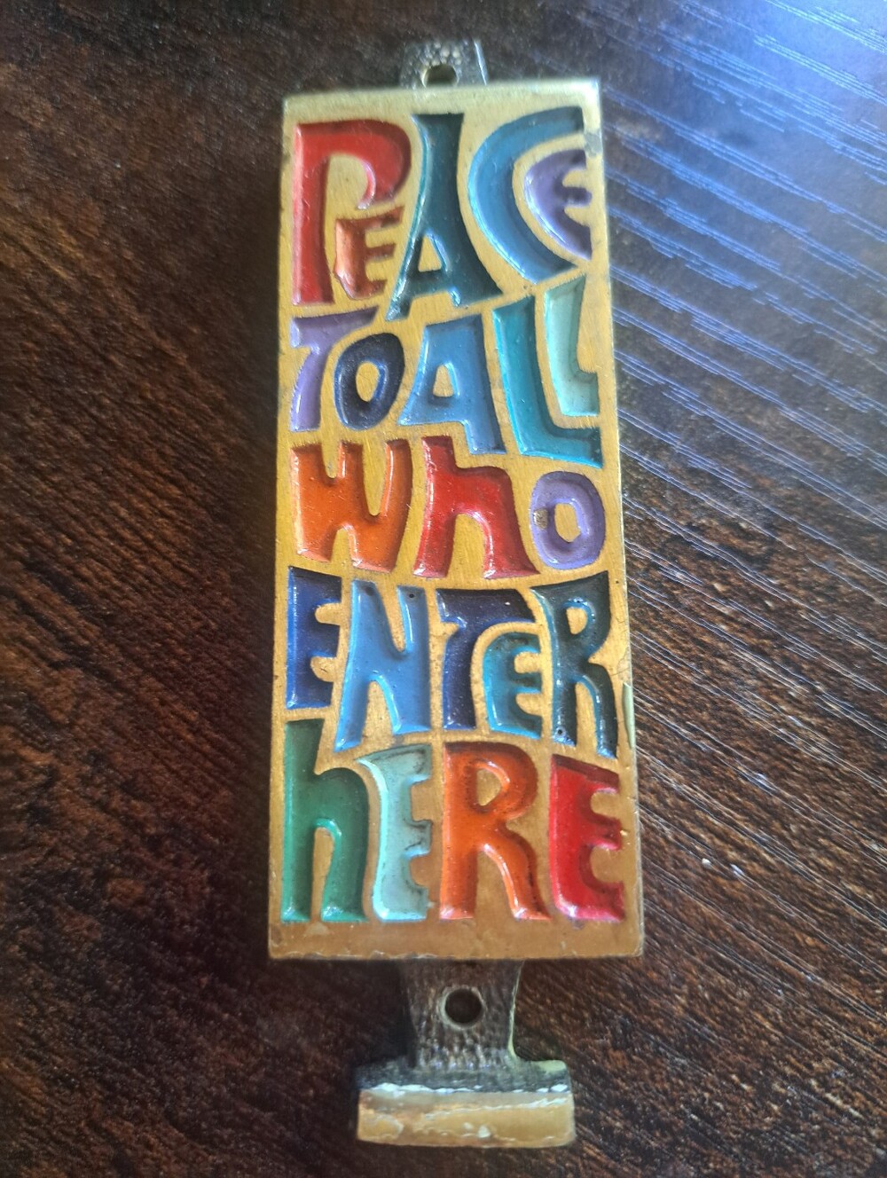 Vtg 1969 Terra Sancta Guild Peace Wall Plaque MCM Color Metal Art